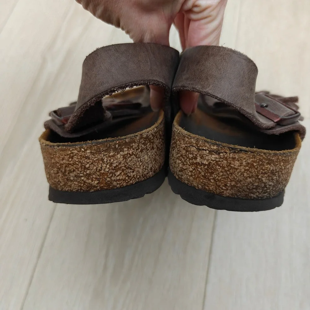 Birkenstock Milano Mens Sandals 43 Brown Oiled Leather Soft Footbed Gorpcore